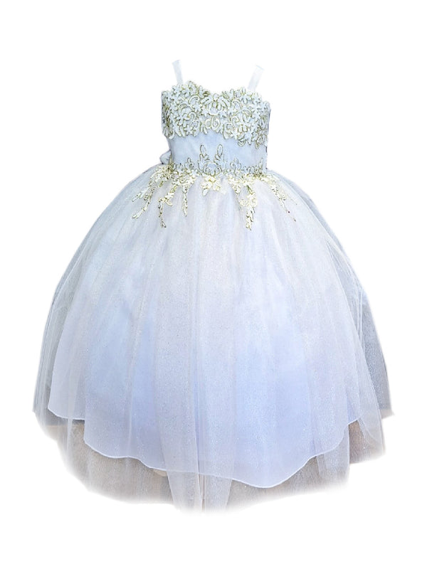 Big Girls Ivory Embroidered Sweetheart Neckline Junior Bridesmaid Dress 8-16 - SophiasStyle.com